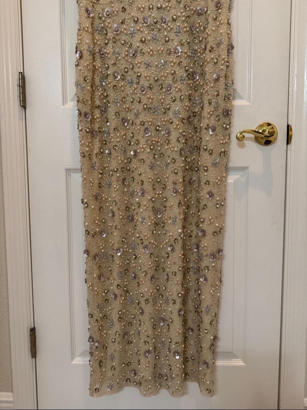 Mac Duggal 94205 Ivory Floral Embellished Mesh Fitted Column Gown Size 14 NWT - Picture 10 of 14